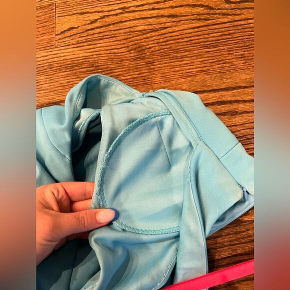 JOVANI 07173 One Shoulder High Slit Keyhole Prom Dress TURQUOISE - Picture 7 of 14